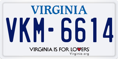 VA license plate VKM6614