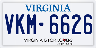 VA license plate VKM6626