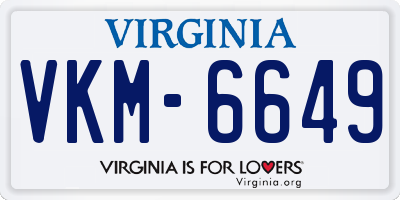 VA license plate VKM6649