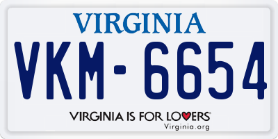 VA license plate VKM6654