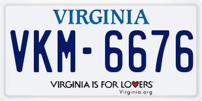 VA license plate VKM6676