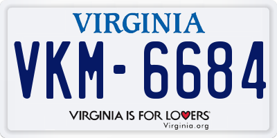 VA license plate VKM6684
