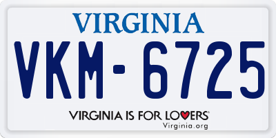VA license plate VKM6725