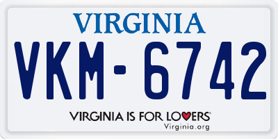 VA license plate VKM6742