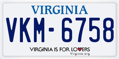 VA license plate VKM6758