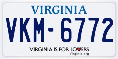 VA license plate VKM6772