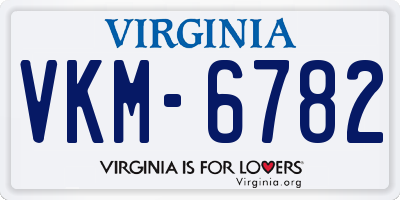 VA license plate VKM6782
