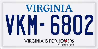 VA license plate VKM6802