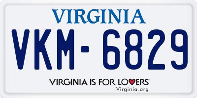 VA license plate VKM6829