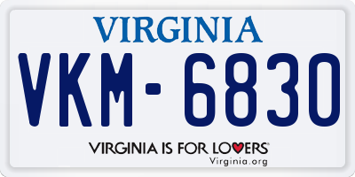 VA license plate VKM6830