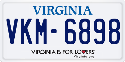 VA license plate VKM6898
