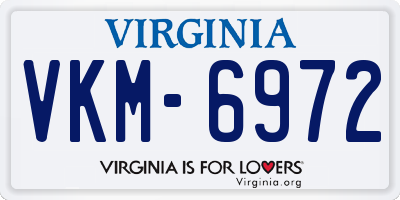 VA license plate VKM6972