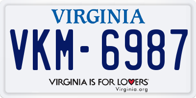 VA license plate VKM6987