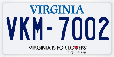 VA license plate VKM7002