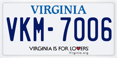 VA license plate VKM7006