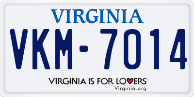VA license plate VKM7014
