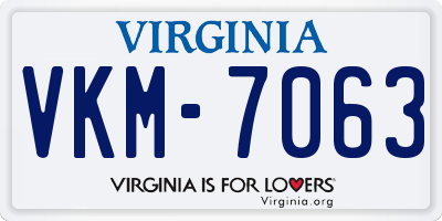 VA license plate VKM7063