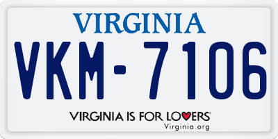 VA license plate VKM7106
