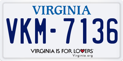 VA license plate VKM7136