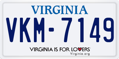 VA license plate VKM7149