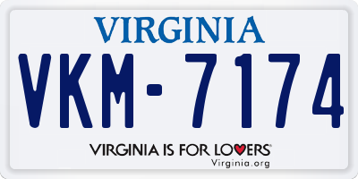 VA license plate VKM7174
