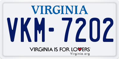 VA license plate VKM7202