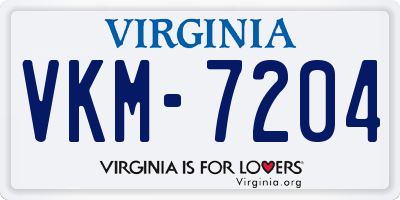 VA license plate VKM7204
