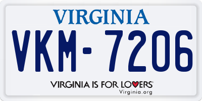 VA license plate VKM7206