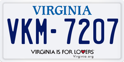 VA license plate VKM7207