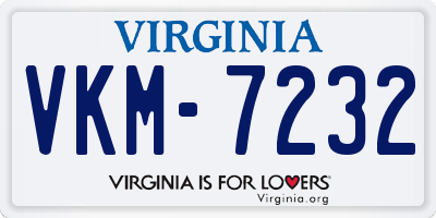 VA license plate VKM7232