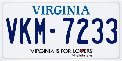 VA license plate VKM7233