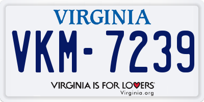 VA license plate VKM7239