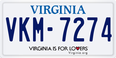 VA license plate VKM7274