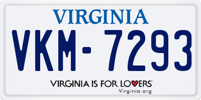VA license plate VKM7293
