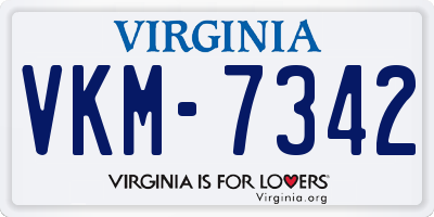 VA license plate VKM7342