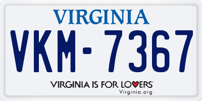 VA license plate VKM7367