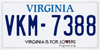 VA license plate VKM7388