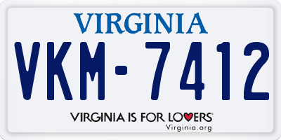 VA license plate VKM7412