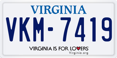 VA license plate VKM7419