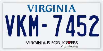 VA license plate VKM7452