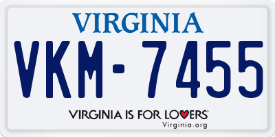 VA license plate VKM7455