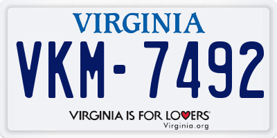 VA license plate VKM7492