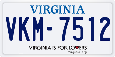 VA license plate VKM7512