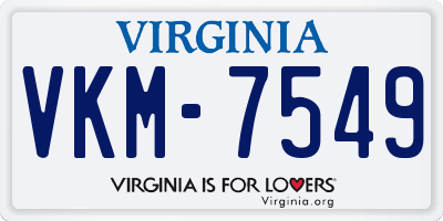 VA license plate VKM7549