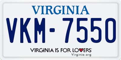 VA license plate VKM7550