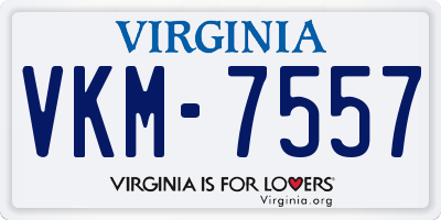 VA license plate VKM7557
