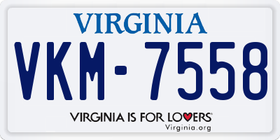 VA license plate VKM7558
