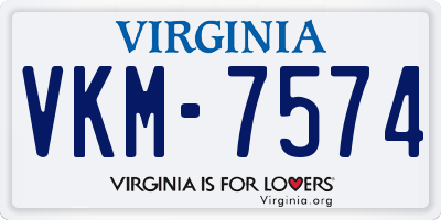 VA license plate VKM7574