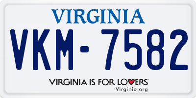 VA license plate VKM7582