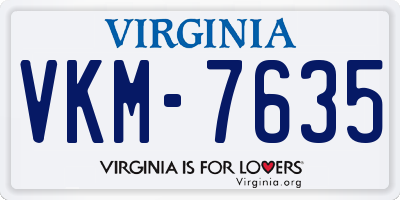 VA license plate VKM7635
